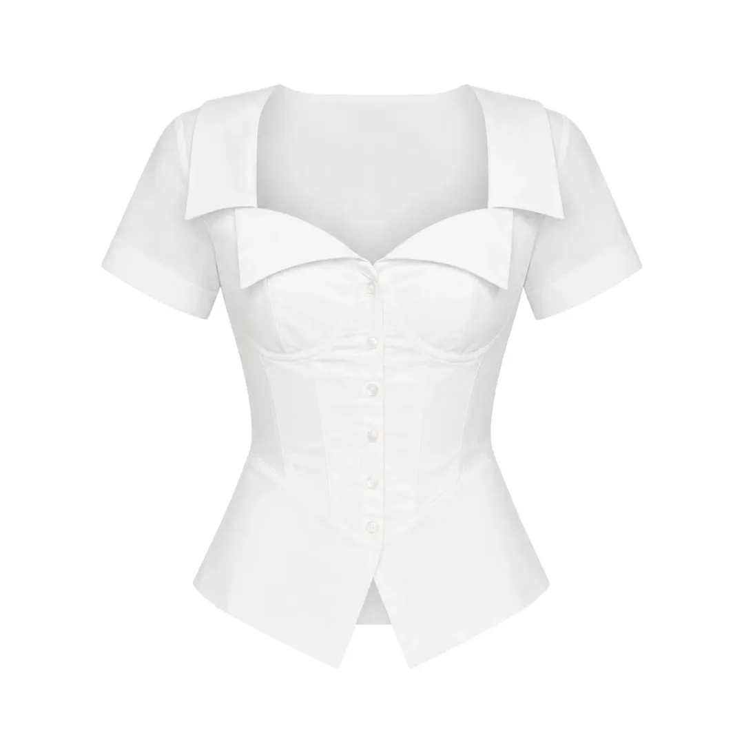 Guizio Lia Buttondown Corset White for rent on The Volte - main image