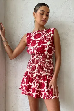 Sir the Label Cinta Open Back Dress Valentina Floral Red Size 1 / AU 8 for rent on The Volte - image 4