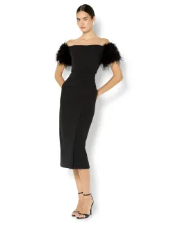 Montique Enora Feather Trim Cocktail Dress Size 10 AU Black for rent on The Volte - image 2