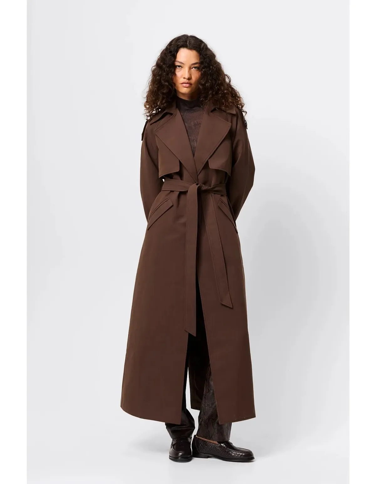 MOSSMAN Franklin Trench Coat Size 8 Chocolate for rent on The Volte - main image