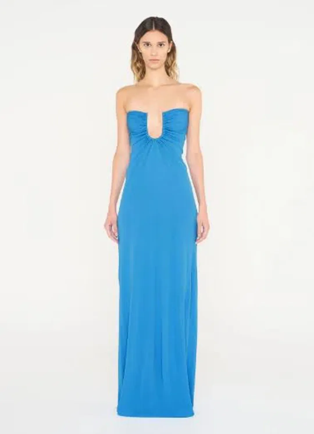 Christopher Esber Arced Palm Dress in Boston Blue Size 10 for rent on The Volte - main image