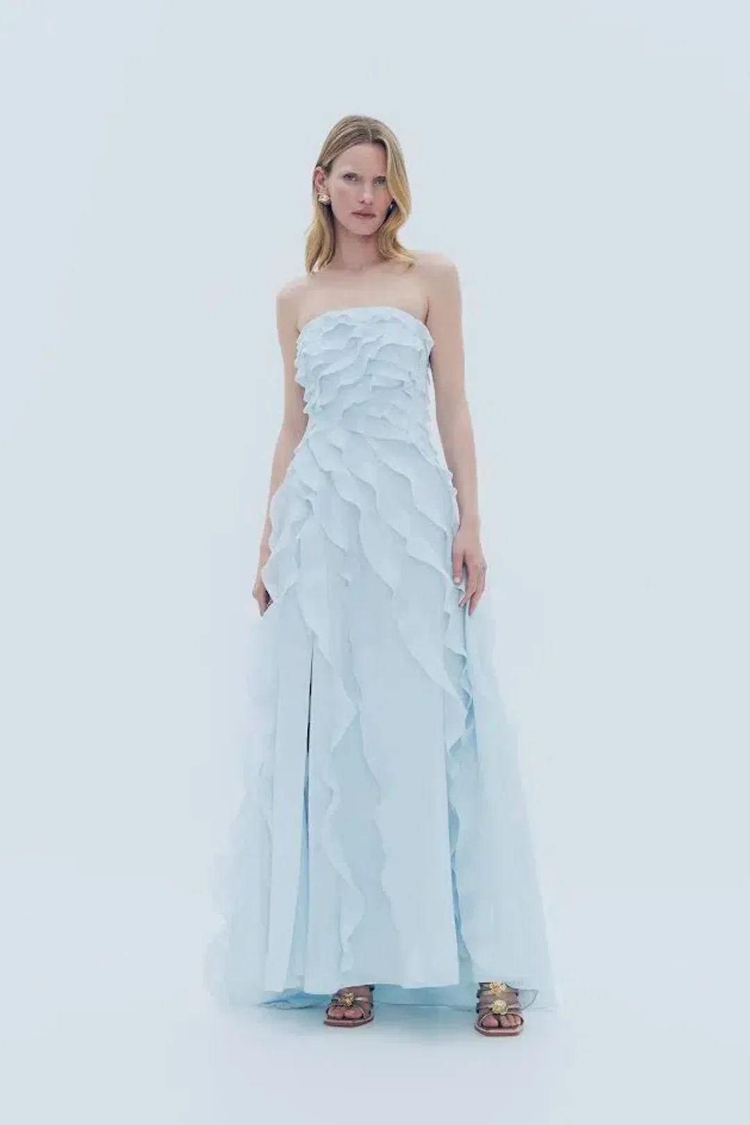 🩵 Aje ALLAIRIE GOWN in Pastel Blue - Size 10 AU 🩵 Ruffled Tiered Maxi Dress 🩵 for rent on The Volte - main image
