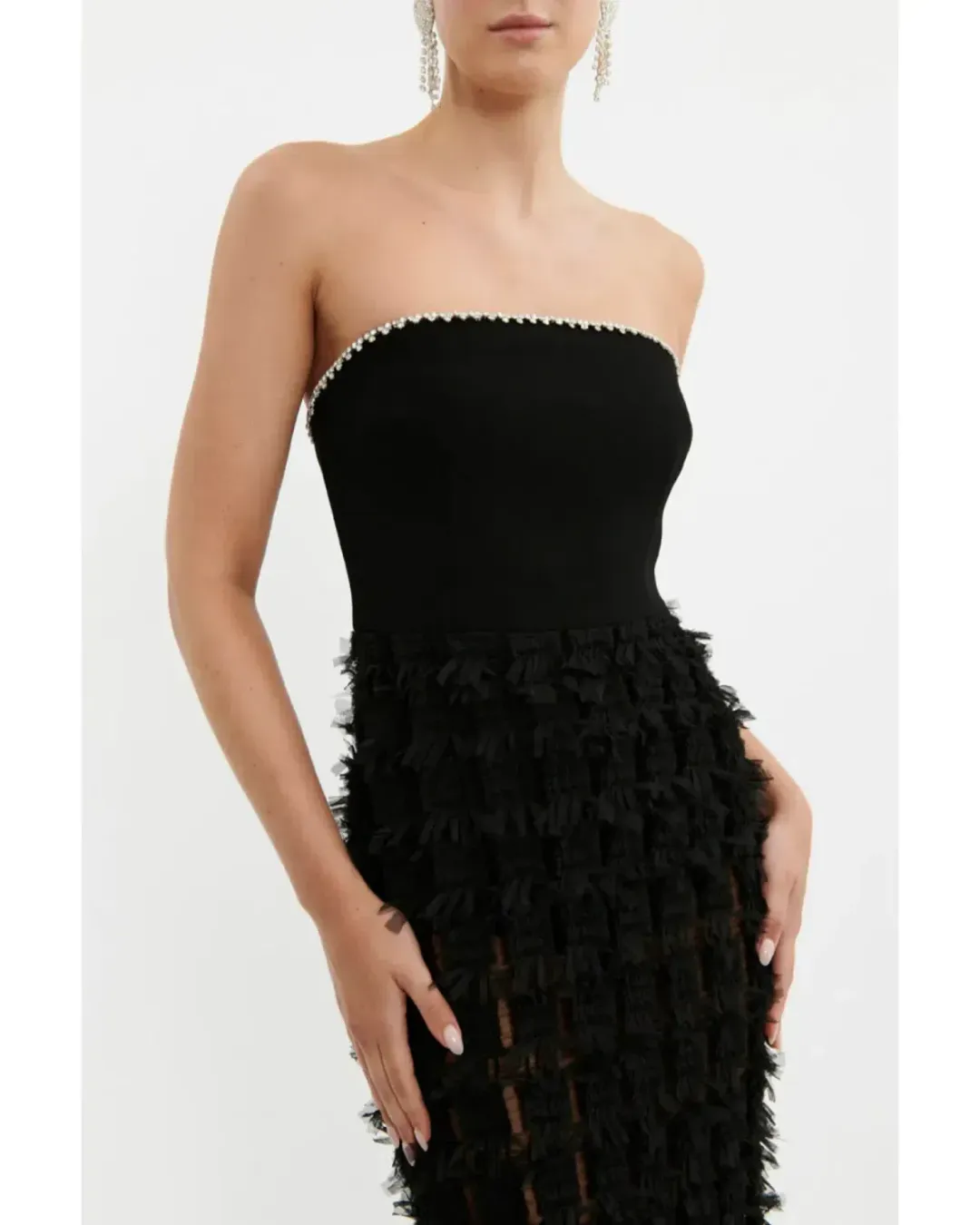 🖤 REBECCA VALLANCE Cherie Amour Gown – Black – Size 10 AU - Embellished Formal Maxi Dress 🖤 for rent on The Volte - main image