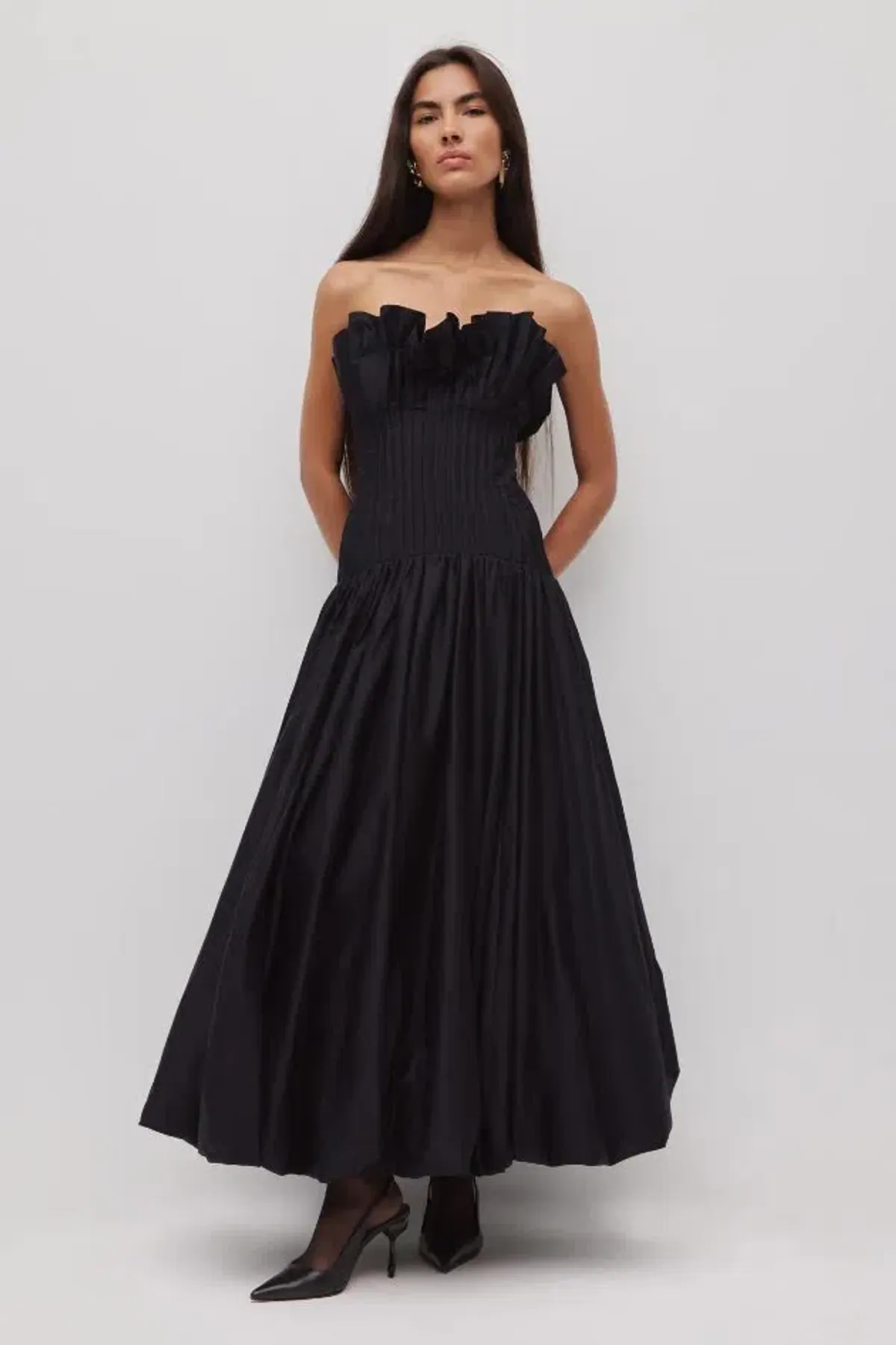 🖤 AJE Ivy Bubble Hem Gown – Black – Size 10 AU Strapless Formal Maxi Dress🖤 - Image 4