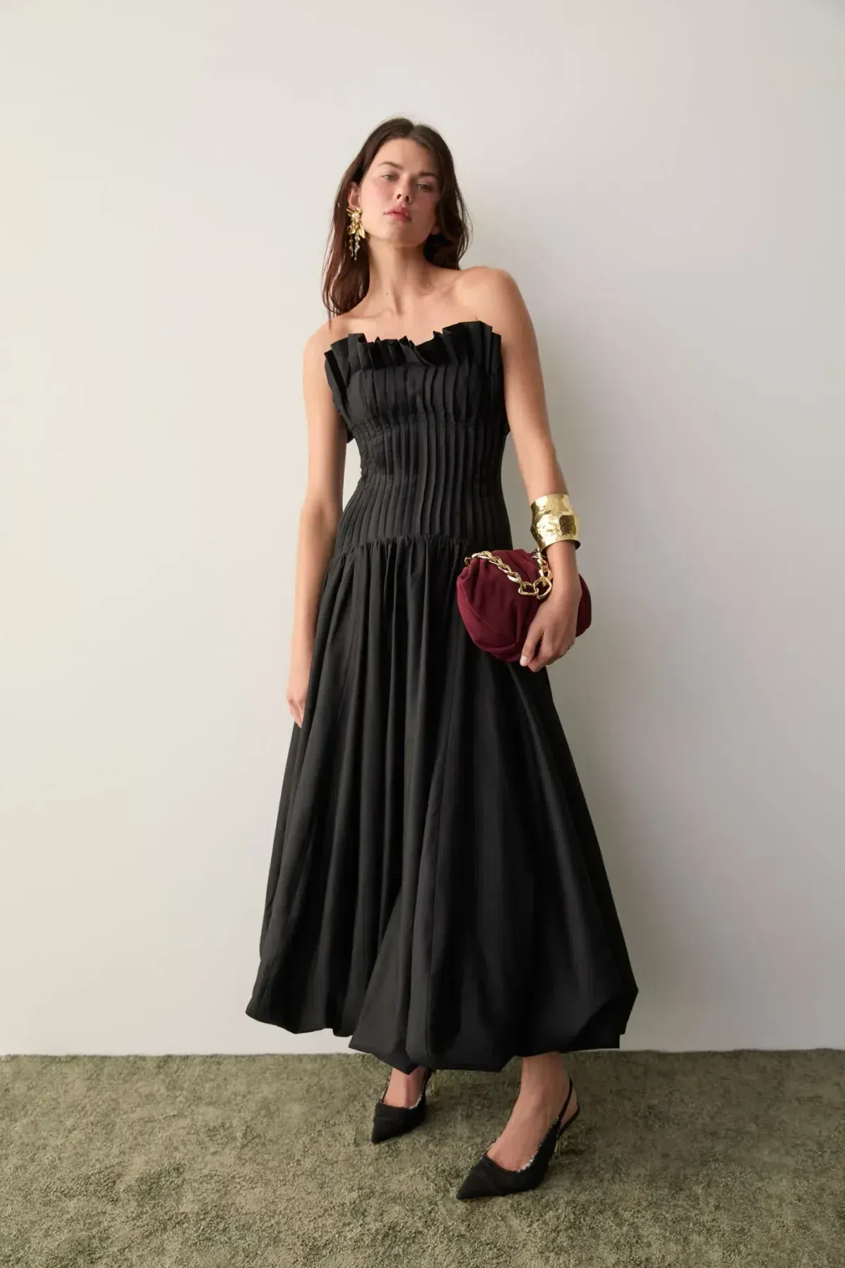 🖤 AJE Ivy Bubble Hem Gown – Black – Size 10 AU Strapless Formal Maxi Dress🖤 - Image 3