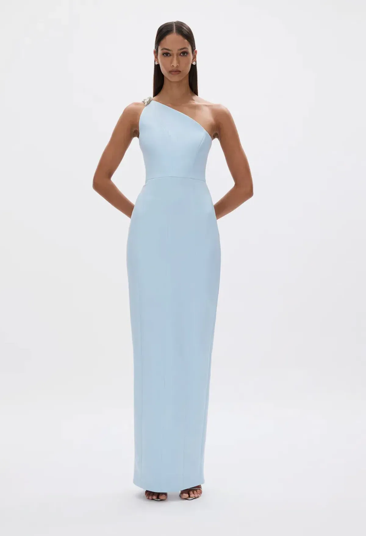 Rachel Gilbert Leora Hand-embellished Gown in Sky Blue Size RG 3 / AU 12 | Formal maxi dress with rhinestone - Image 1