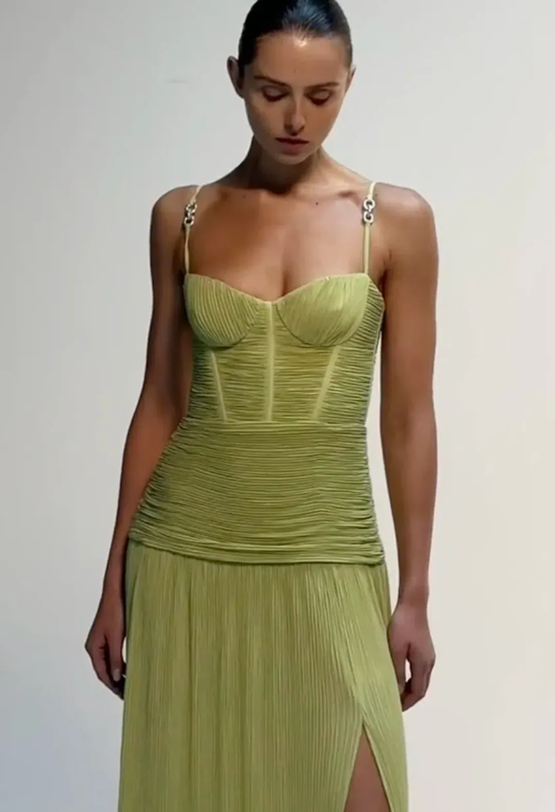 MANNING CARTELL DOUBLE TIME PLEAT DRESS in Pistachio AU 6 for rent on The Volte - main image
