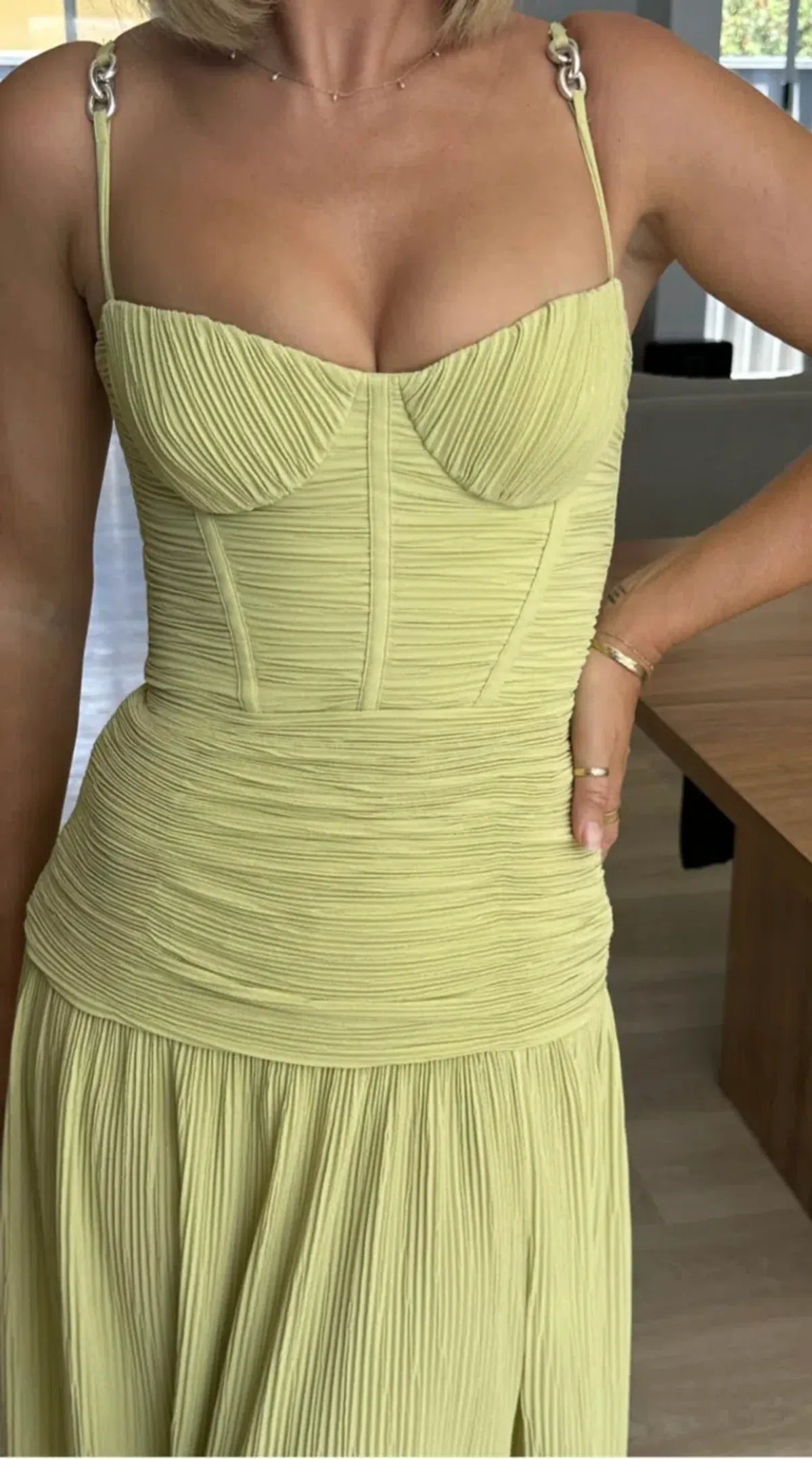 MANNING CARTELL DOUBLE TIME PLEAT DRESS in Pistachio AU 10 - Image 3