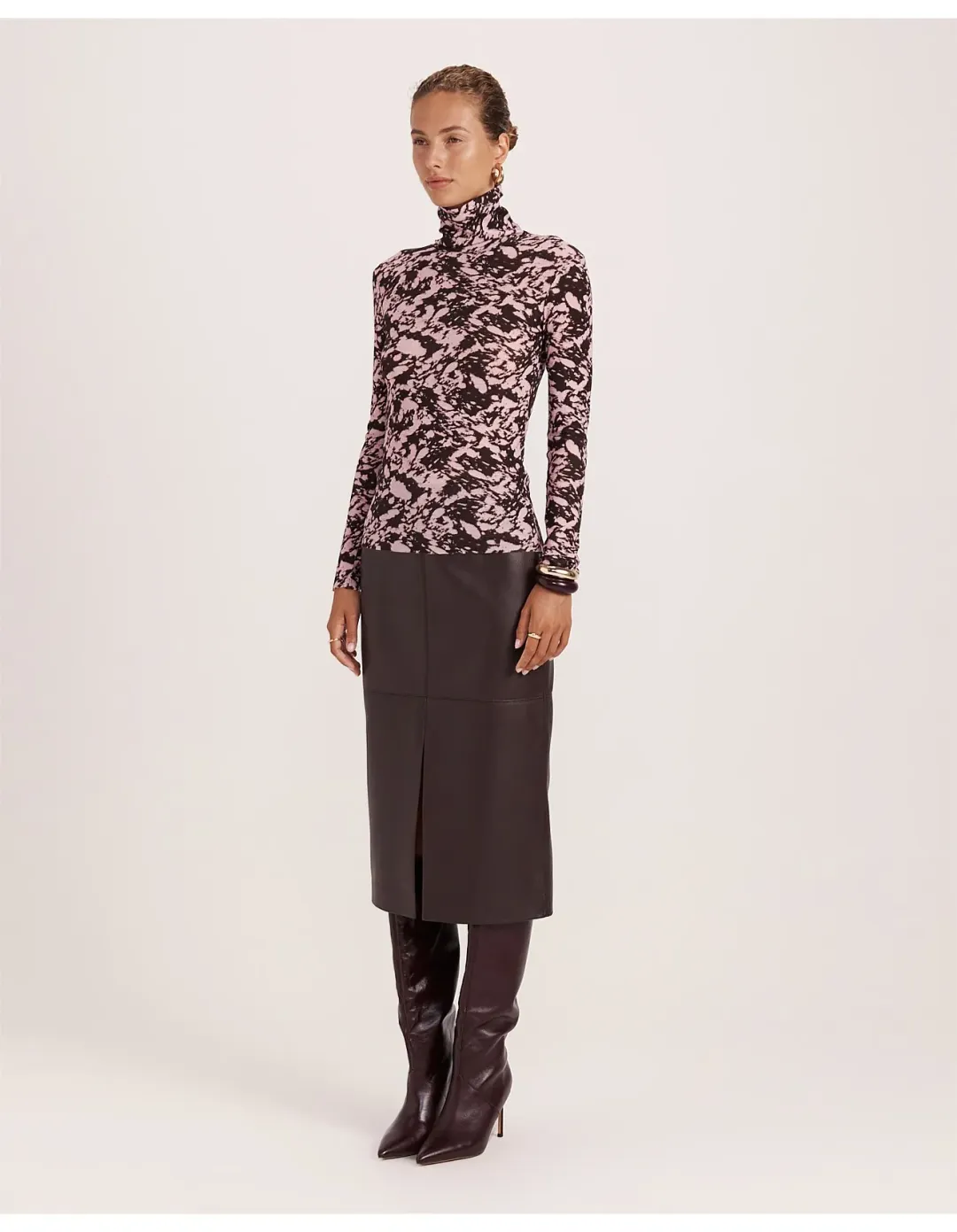 Saba Truffle Wool Long Sleeve Top L Pink Brown for rent on The Volte - main image