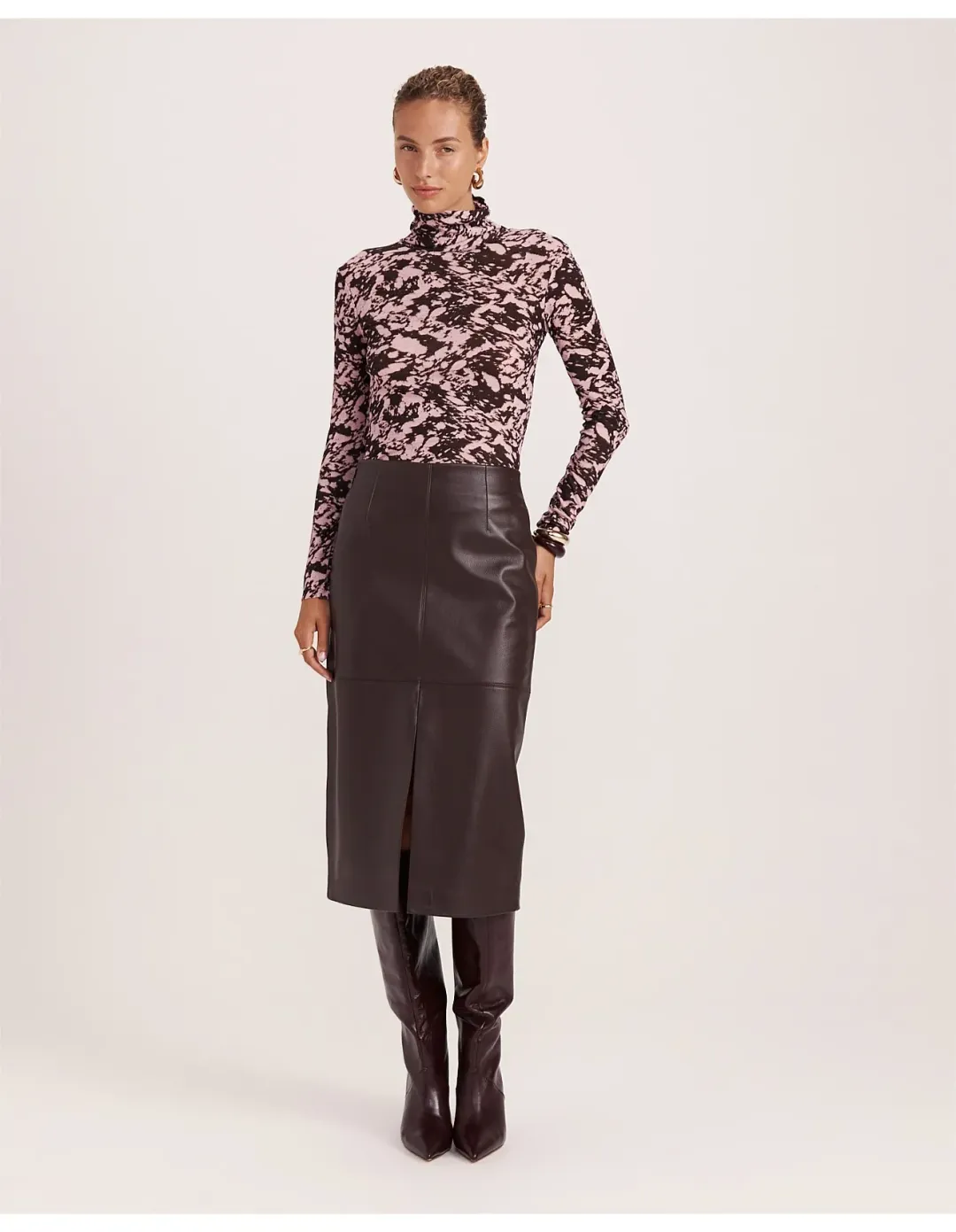 Saba Truffle Wool Long Sleeve Top L Pink Brown for rent on The Volte - main image