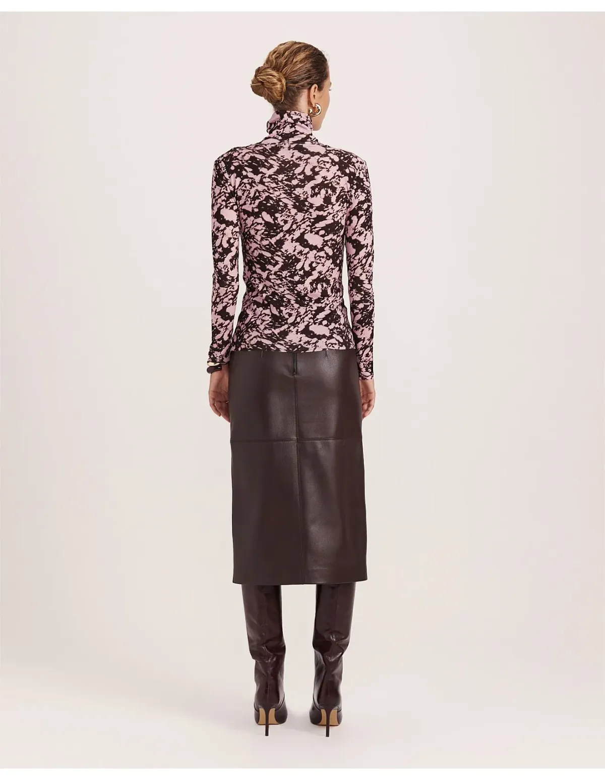Saba Truffle Wool Long Sleeve Top L Pink Brown - Image 5