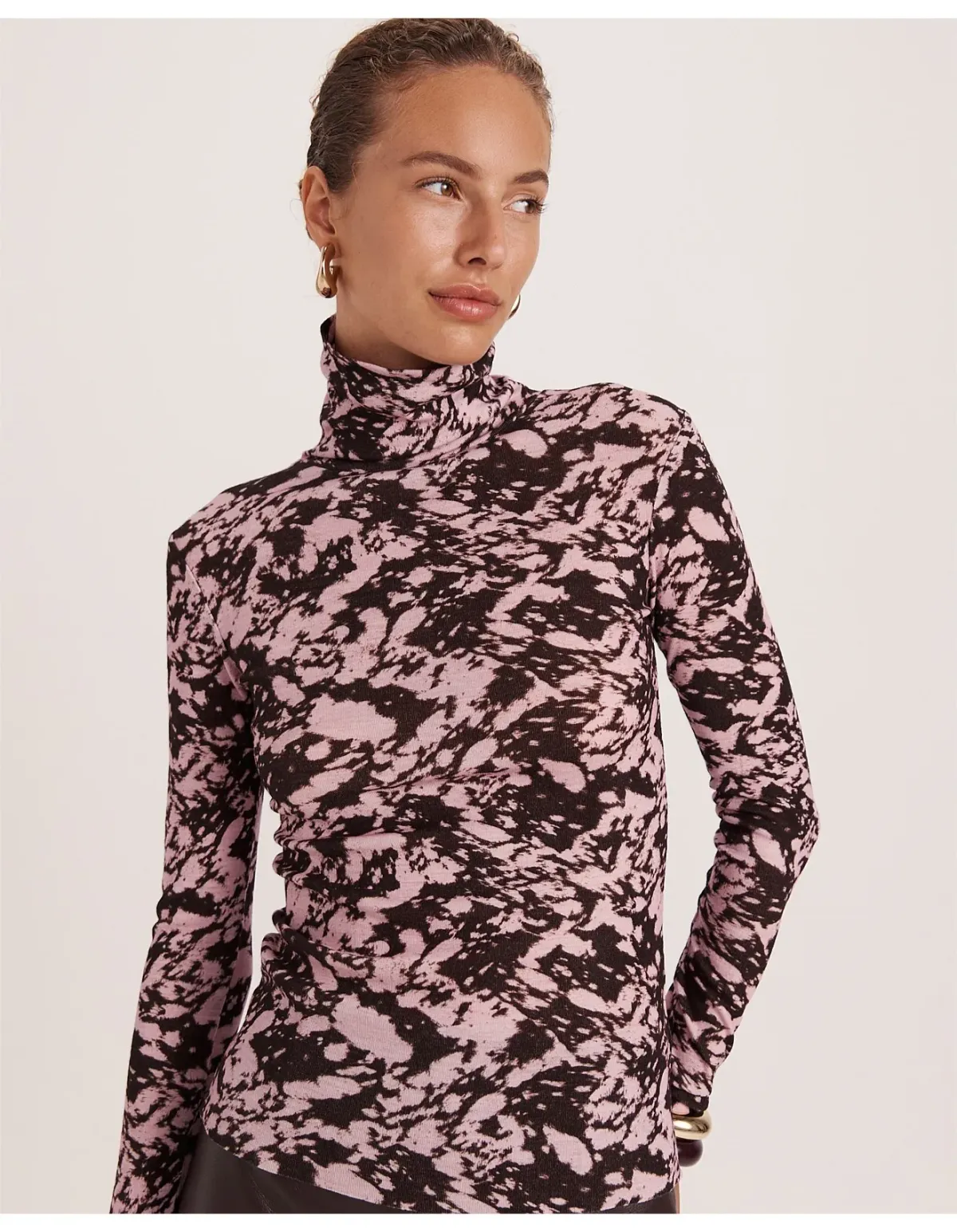 Saba Truffle Wool Long Sleeve Top L Pink Brown - Image 1