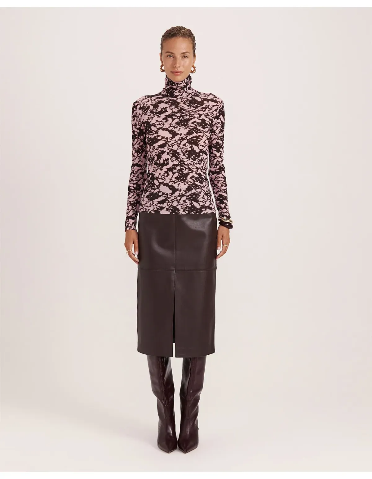 Saba Truffle Wool Long Sleeve Top L Pink Brown - Image 2