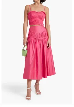 AJE 2-piece size 8 Pepper Ruched Bodice & Curve Midi Skirt Rouge Pink for rent on The Volte - image 4
