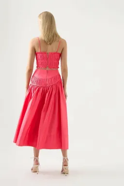 AJE 2-piece size 8 Pepper Ruched Bodice & Curve Midi Skirt Rouge Pink for rent on The Volte - image 9