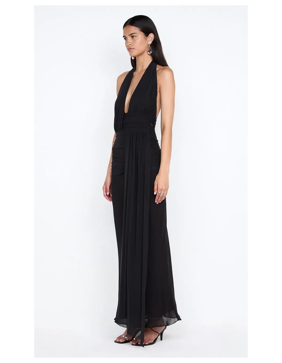 Bec and Bridge Cassis Drape Maxi Dress in Black Size 6 - Image 5