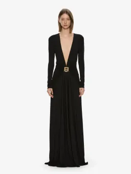 Christopher Ebser Bezel Quartz Ruched Long Sleeve Dress Black Size 6 for rent on The Volte - image 1