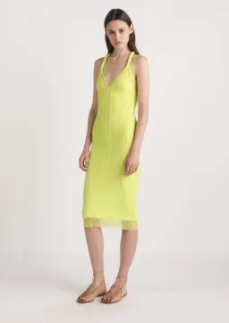 Dion Lee Sheer Pleat Twist Tank Midi Dress Zest Yellow Size 4 for rent on The Volte - image 1