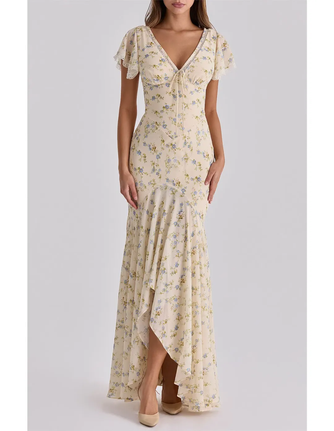 House of CB Amina Georgette Maxi Tea Dress Size 6 - 8 for rent on The Volte - main image