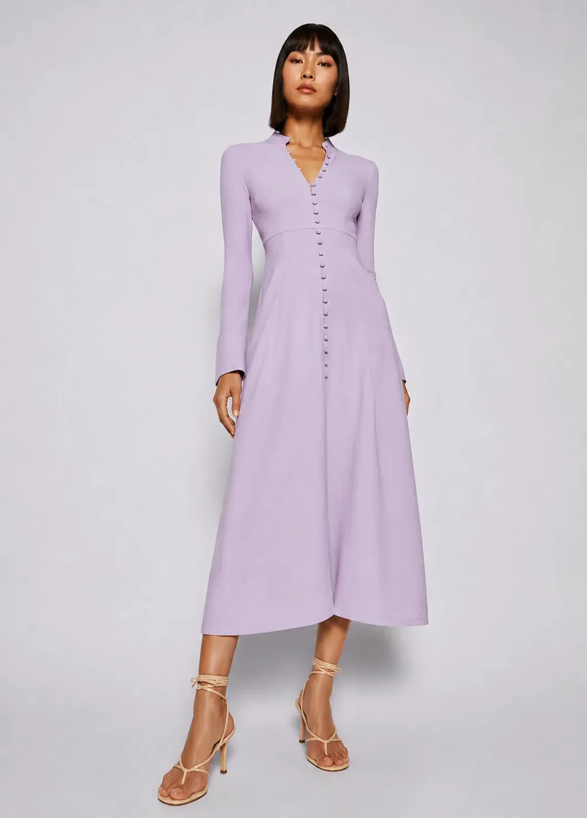 Scanlan Theodore Button Down Polo Dress in Lilac Mauve Size M - Image 2