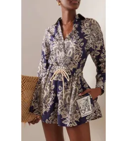 Zimmermann Pattie Relaxed Shirt (Size 1) and Shorts (Size 2) Set in Navy Baroque Floral Size 1/AU10 for rent on The Volte - image 1