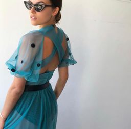 Judy Copley Couture Black Poppy Dress Teal Size 8 for rent on The Volte - image 2
