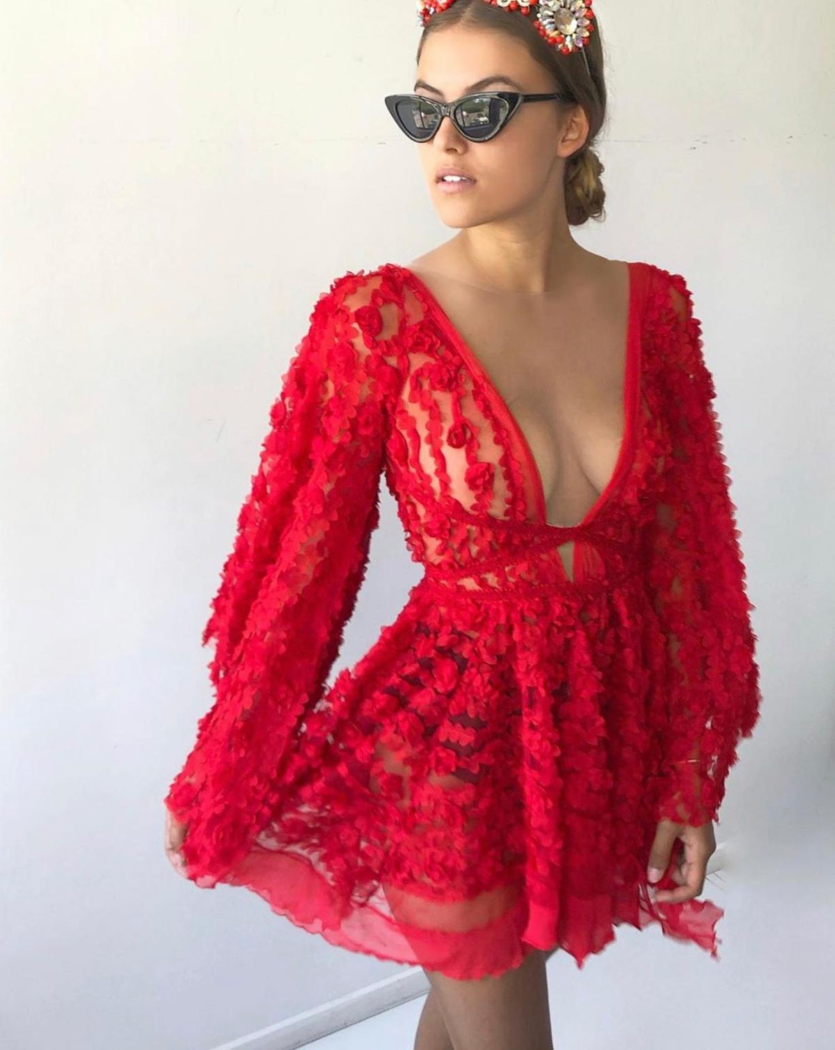 Judy Copley Couture Red Poppy Dress Size 6 - Image 2