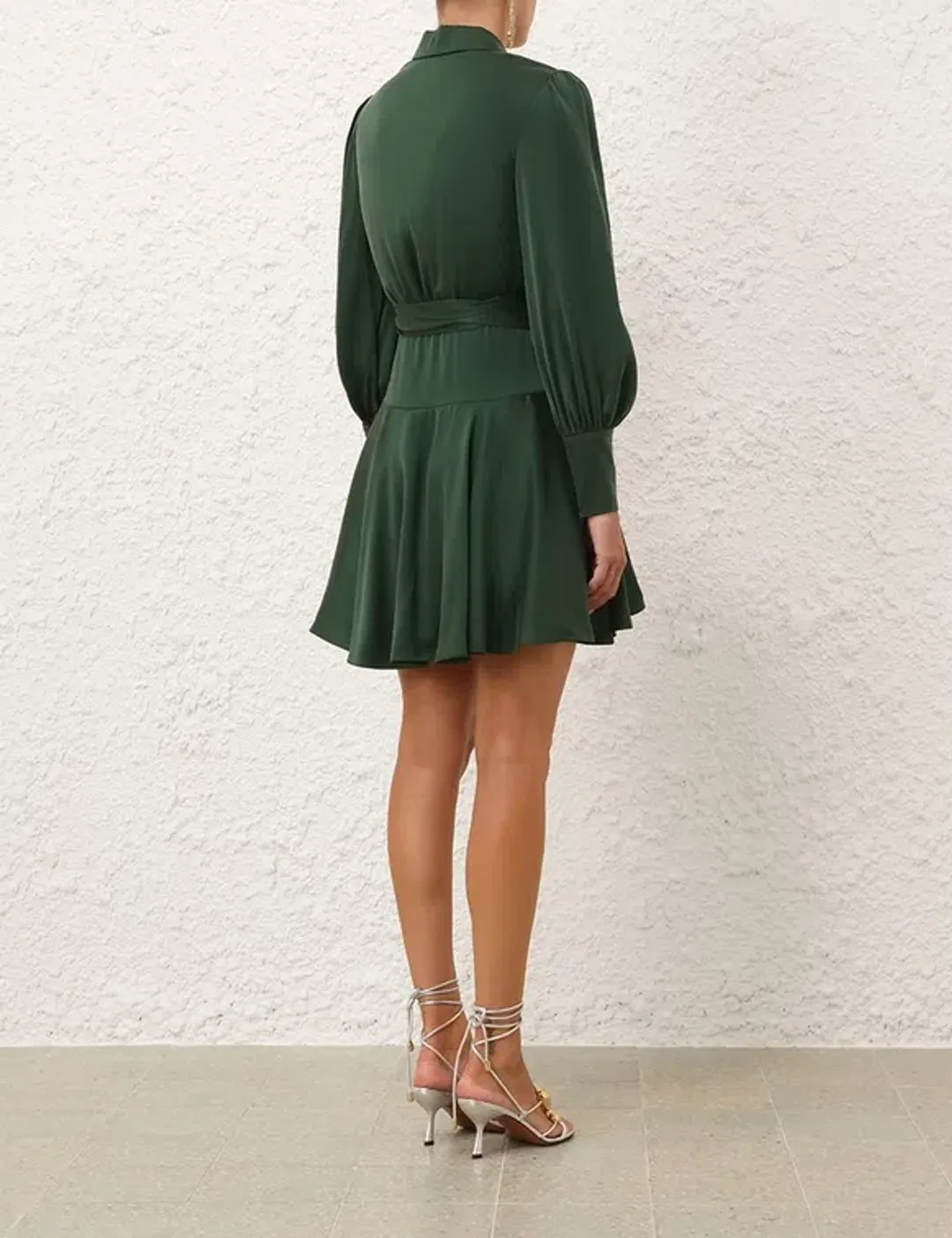 Zimmermann Silk Wrap Mini Dress in Green Size 0 for rent on The Volte - main image
