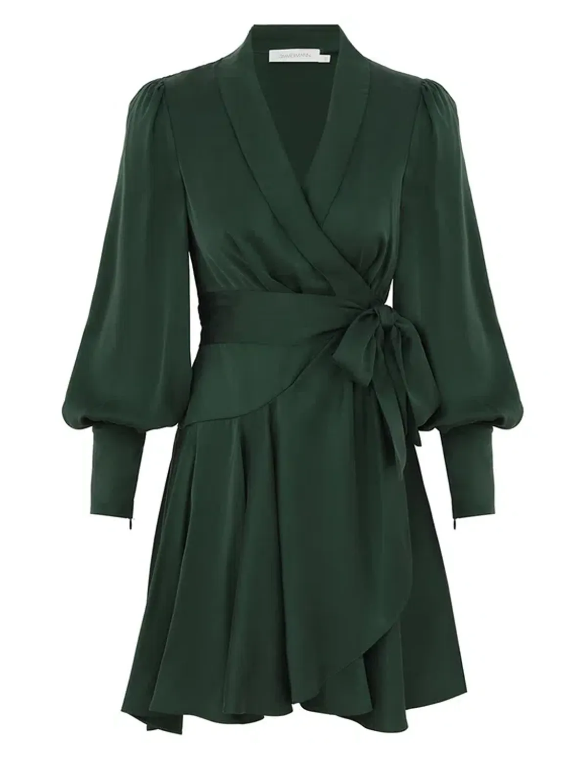 Zimmermann Silk Wrap Mini Dress in Green Size 0 - Image 1