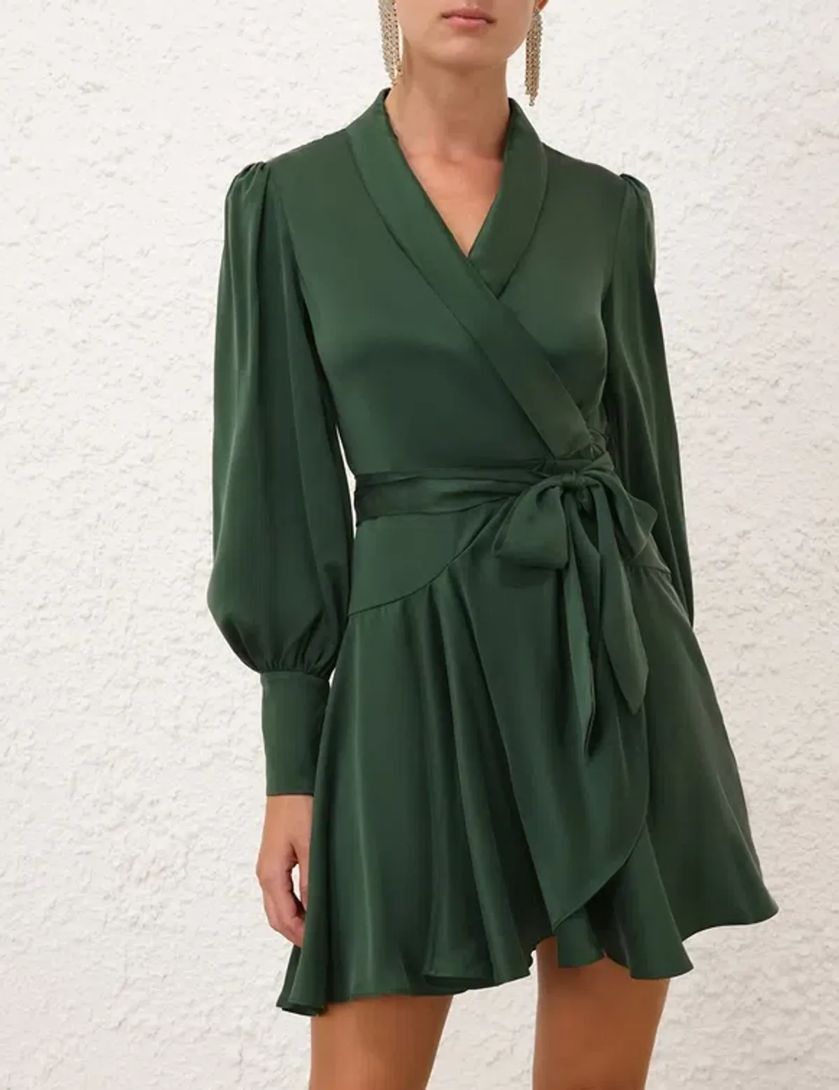 Zimmermann Silk Wrap Mini Dress in Green Size 0 - Image 2