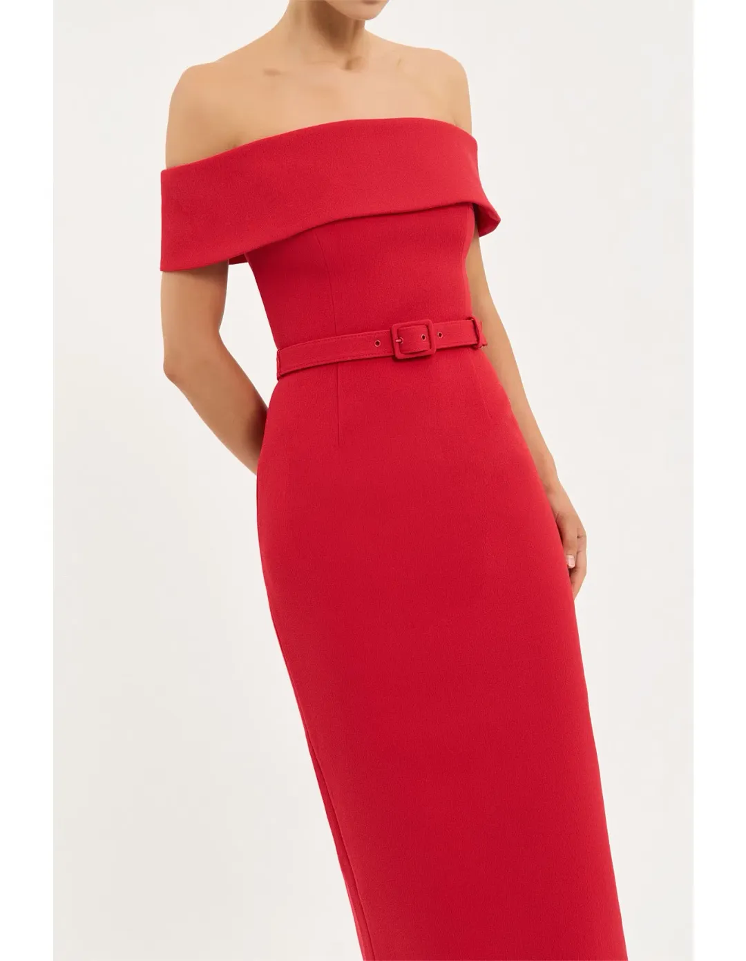 Rebecca Vallance Precious Midi Dress; red; size 10 for rent on The Volte - main image