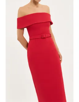 Rebecca Vallance Precious Midi Dress; red; size 10 for rent on The Volte - image 4
