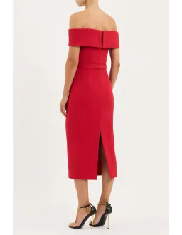 Rebecca Vallance Precious Midi Dress; red; size 10 for rent on The Volte - image 3