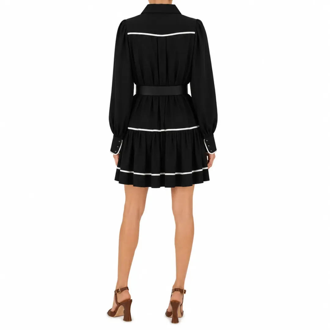 Zimmermann Scarf Belted Black Shirt Dress Size OP / AU 6 for rent on The Volte - main image