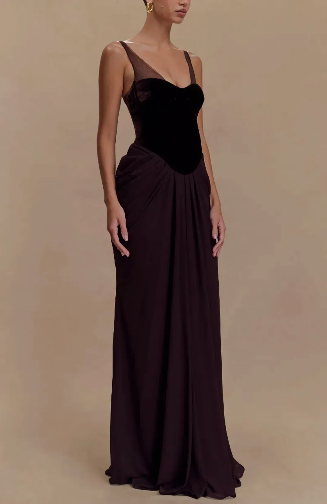 Roxanne Velvet Corset Maxi Dress for rent on The Volte - main image