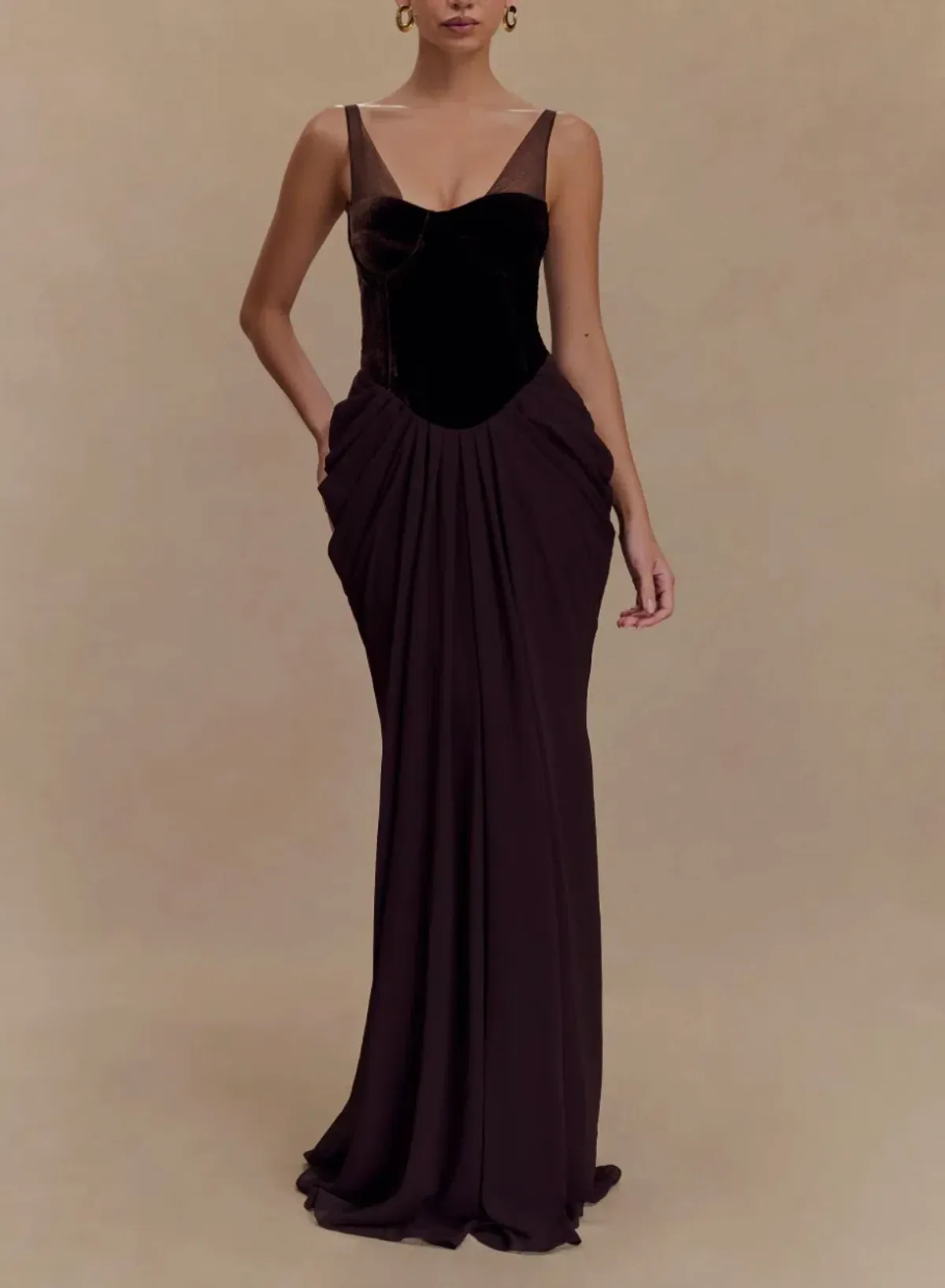 Roxanne Velvet Corset Maxi Dress for rent on The Volte - main image