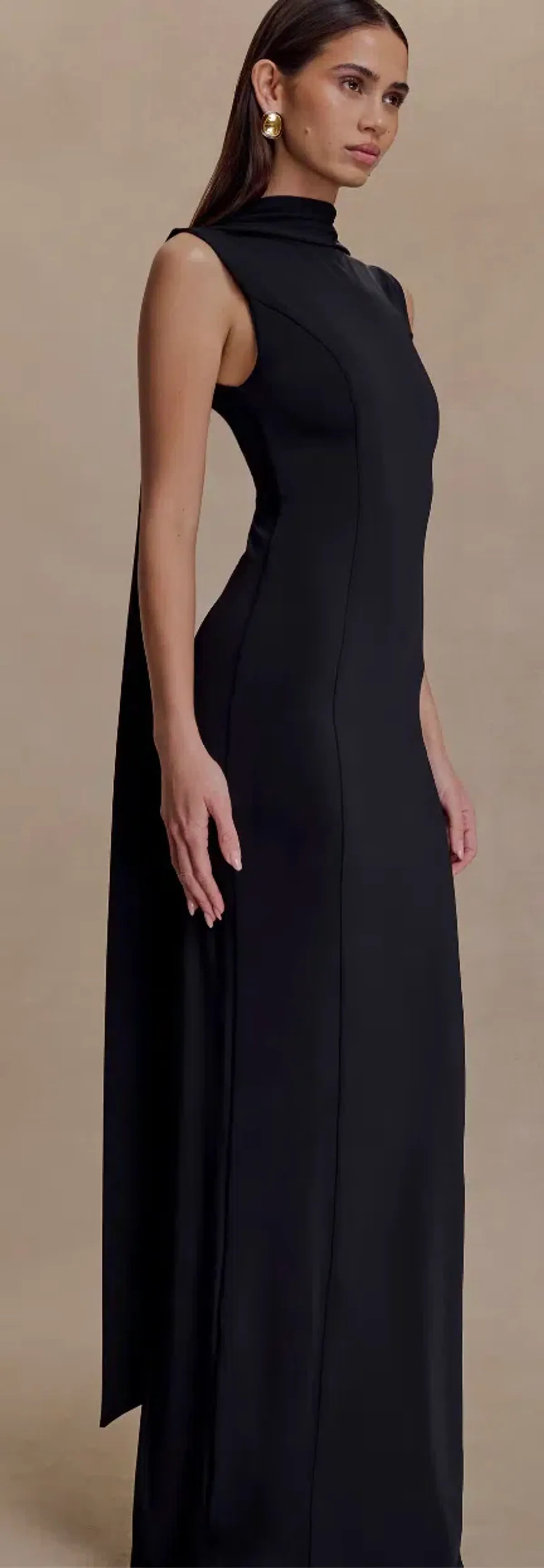 Wisteria Slinky Maxi Dress With Scarf - Image 3