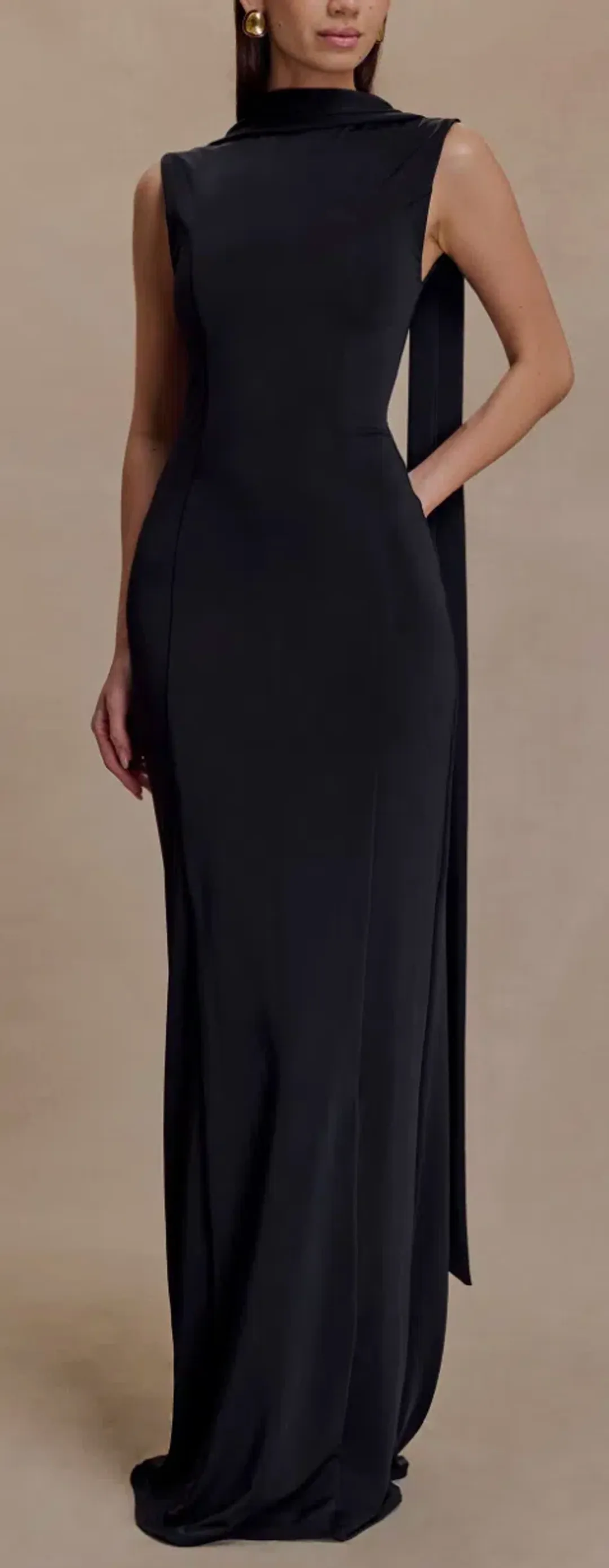Wisteria Slinky Maxi Dress With Scarf for rent on The Volte - main image