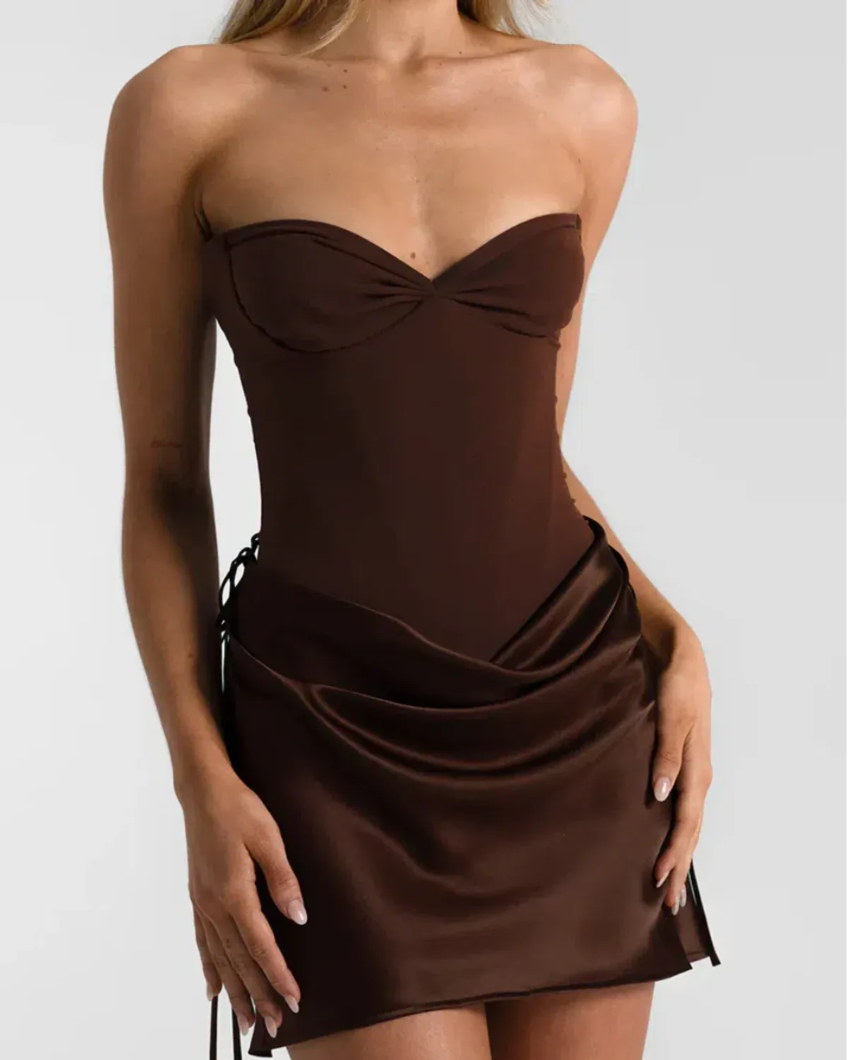 Natalie Rolt Verity Bustier & Evelyn Skirt Set Brown Size 1 (AU 6-8) for rent on The Volte - main image