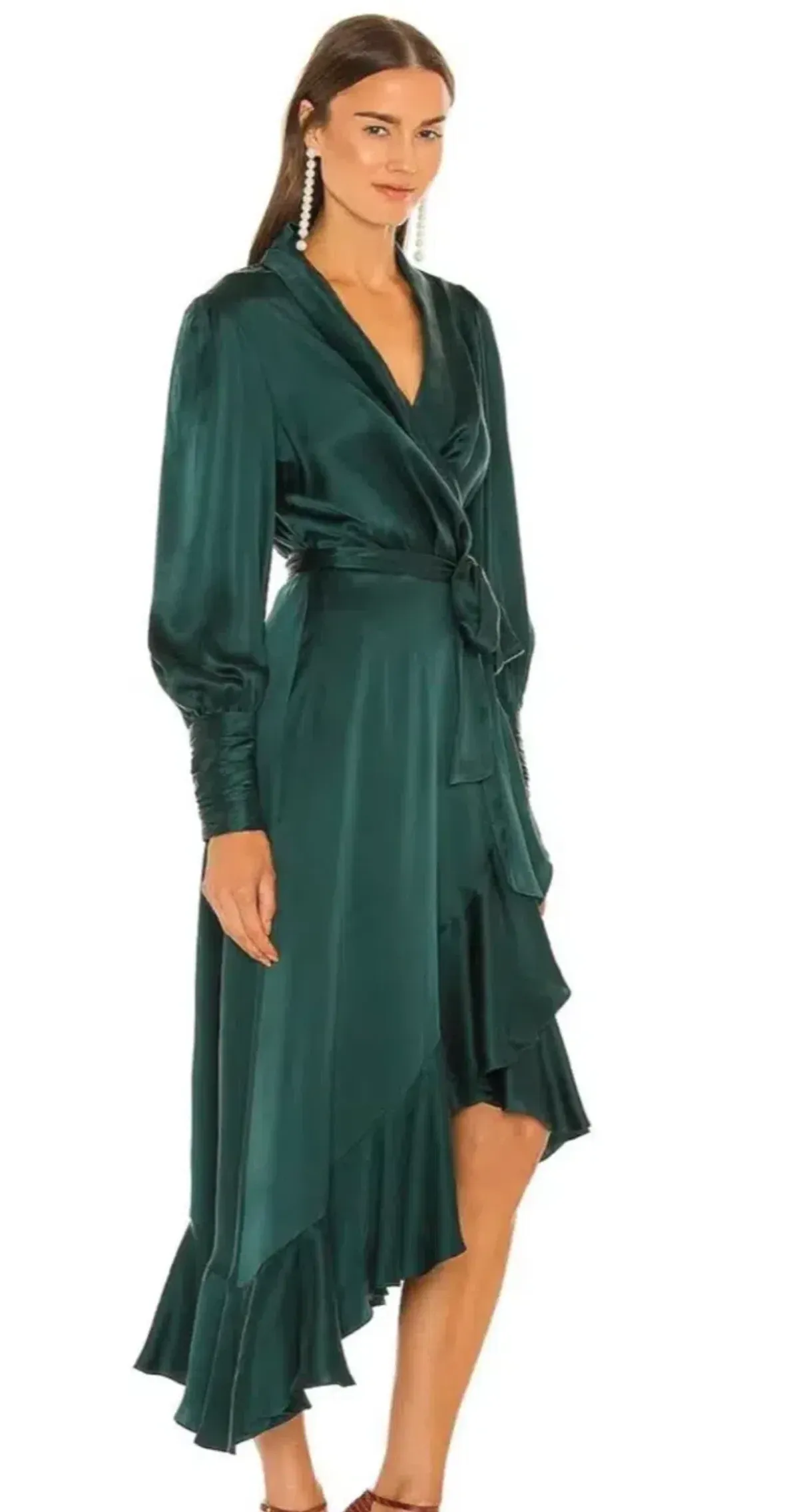 Zimmermann Wrap Dress - Forest Green Sz 2 for rent on The Volte - main image