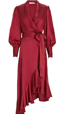 Zimmermann Silk Wrap Midi Dress - Red - Sz 2 for rent on The Volte - image 3