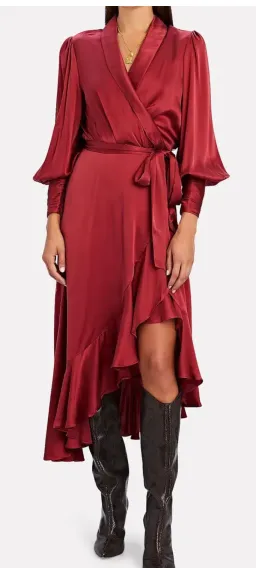 Zimmermann Silk Wrap Midi Dress - Red - Sz 2 for rent on The Volte - image 1