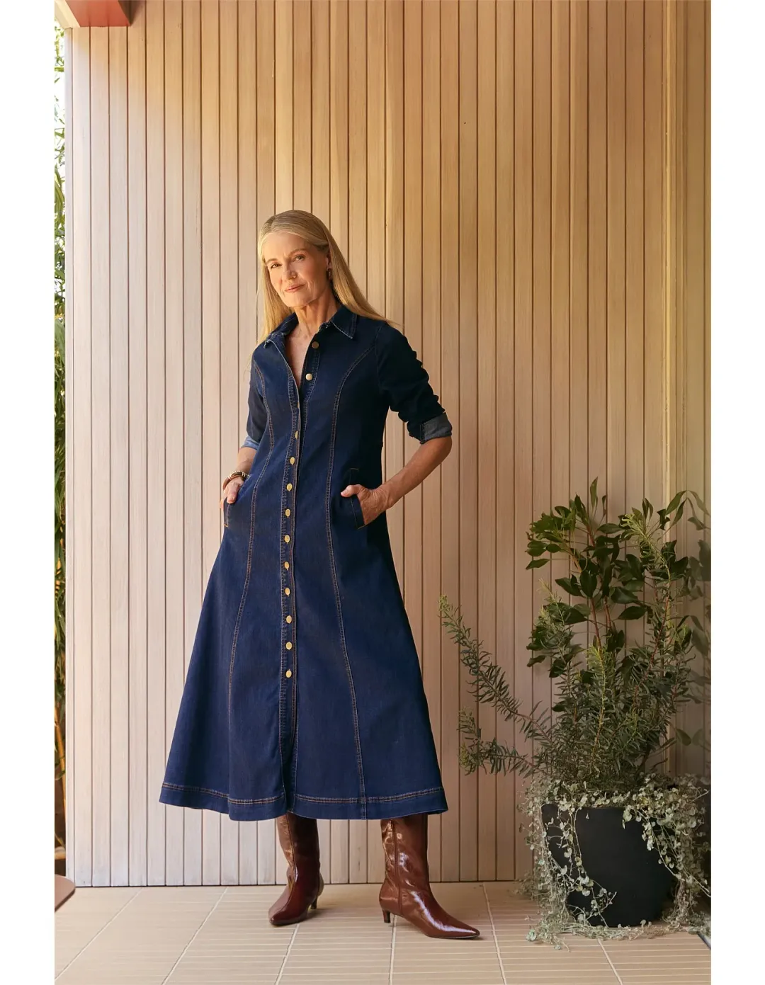 Adrift Collared Denim Dress XL Dark Wash for rent on The Volte - main image