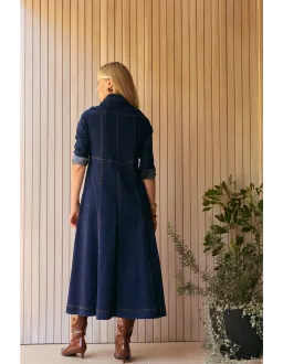 Adrift Collared Denim Dress XL Dark Wash for rent on The Volte - image 4