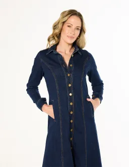 Adrift Collared Denim Dress XL Dark Wash for rent on The Volte - image 5