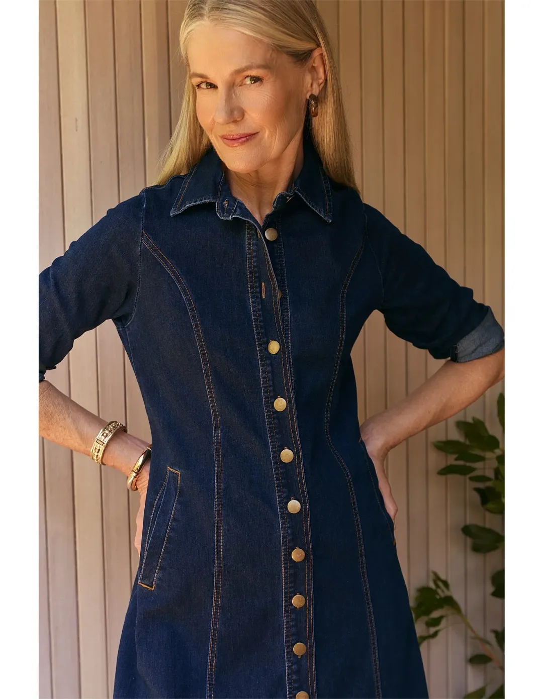 Adrift Collared Denim Dress XL Dark Wash for rent on The Volte - main image