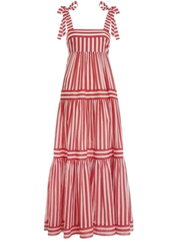 Zimmermann Zinnia Stripe Tie Tiered Dress Red Stripe Size 6 for rent on The Volte - image 2