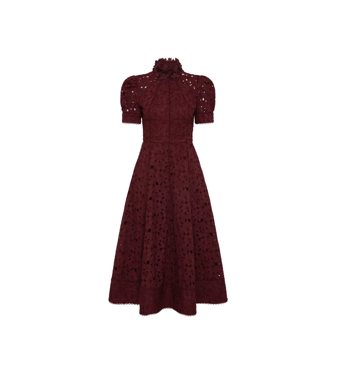 Rebecca Vallance Kitsu Short Sleeve Midi Dress Wine Size 10 for rent on The Volte - main image