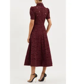 Rebecca Vallance Kitsu Short Sleeve Midi Dress Wine Size 10 for rent on The Volte - image 5
