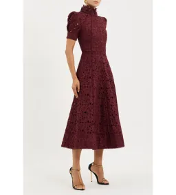 Rebecca Vallance Kitsu Short Sleeve Midi Dress Wine Size 10 for rent on The Volte - image 4